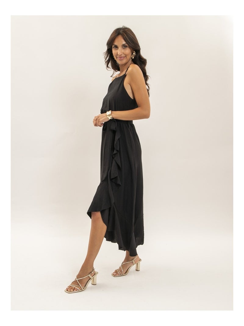 Robe longue fluide avec volants INIVA Noir - Kiabi