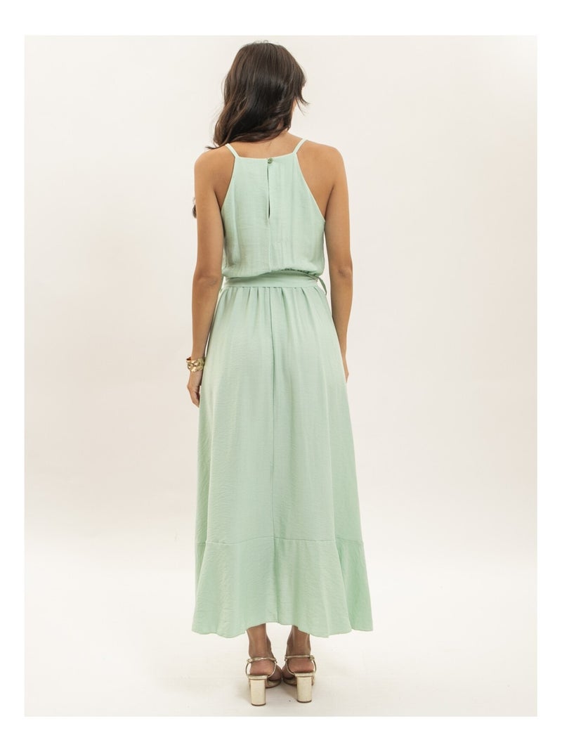 Robe longue fluide avec volants INIVA Vert d'eau - Kiabi