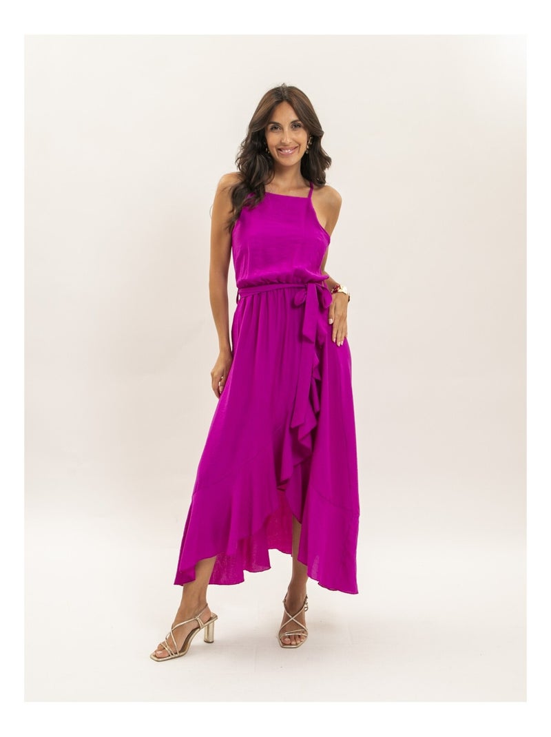 Robe longue fluide avec volants INIVA Violet - Kiabi