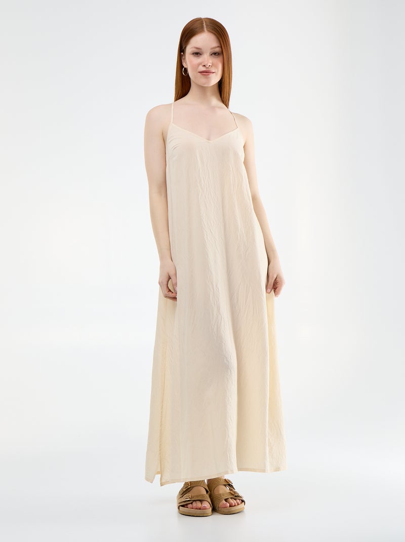 Robe longue fluide Beige - Kiabi