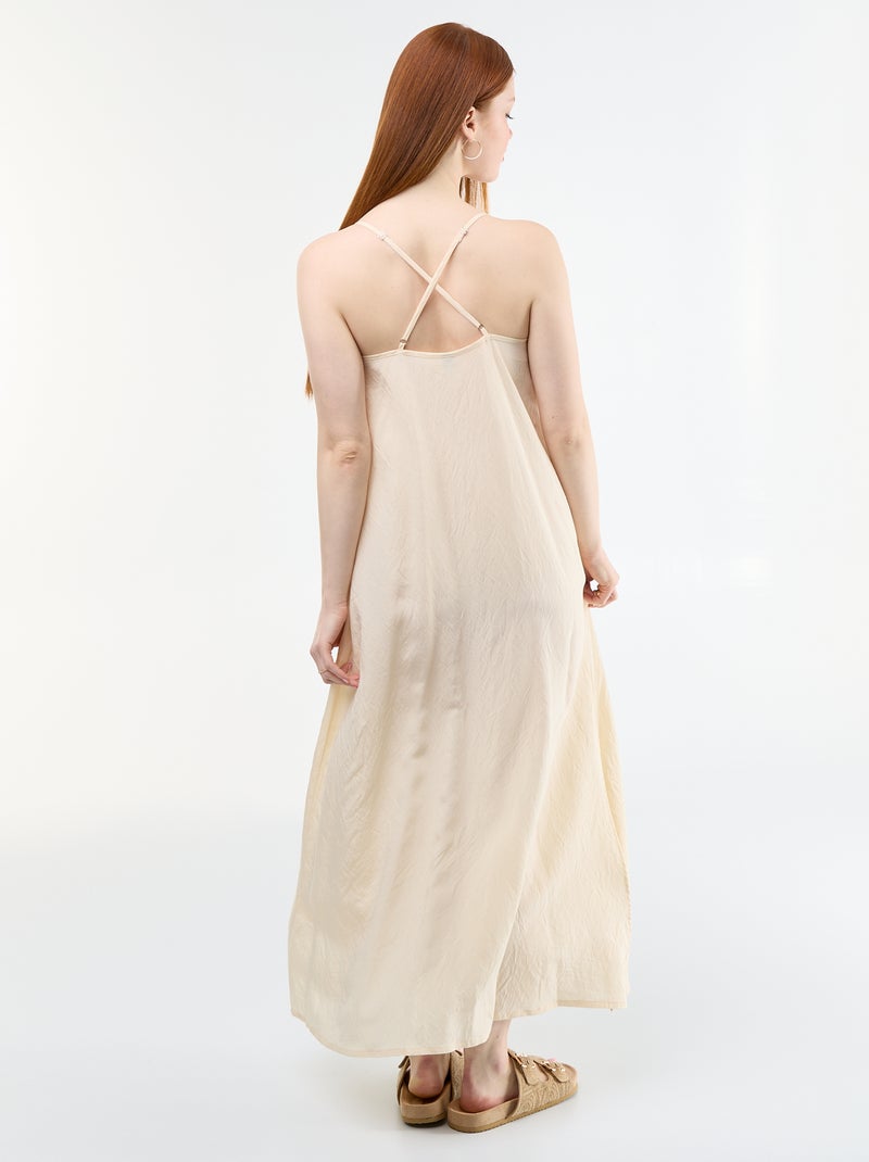 Robe longue fluide Beige - Kiabi