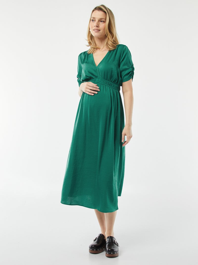 Robe longue fluide de maternité VERT - Kiabi