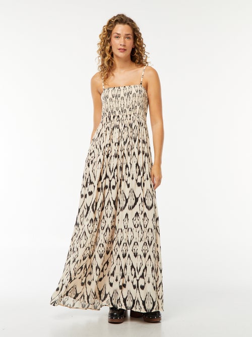 Robe longue fluide en maille crêpée - Kiabi
