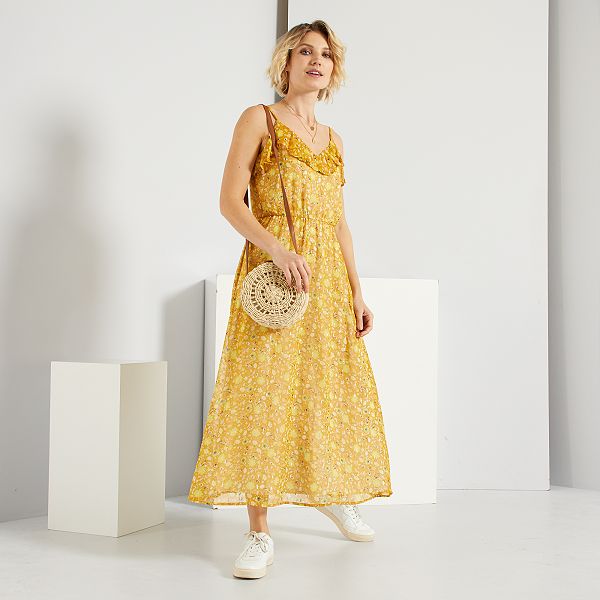 robe longue fluide jaune