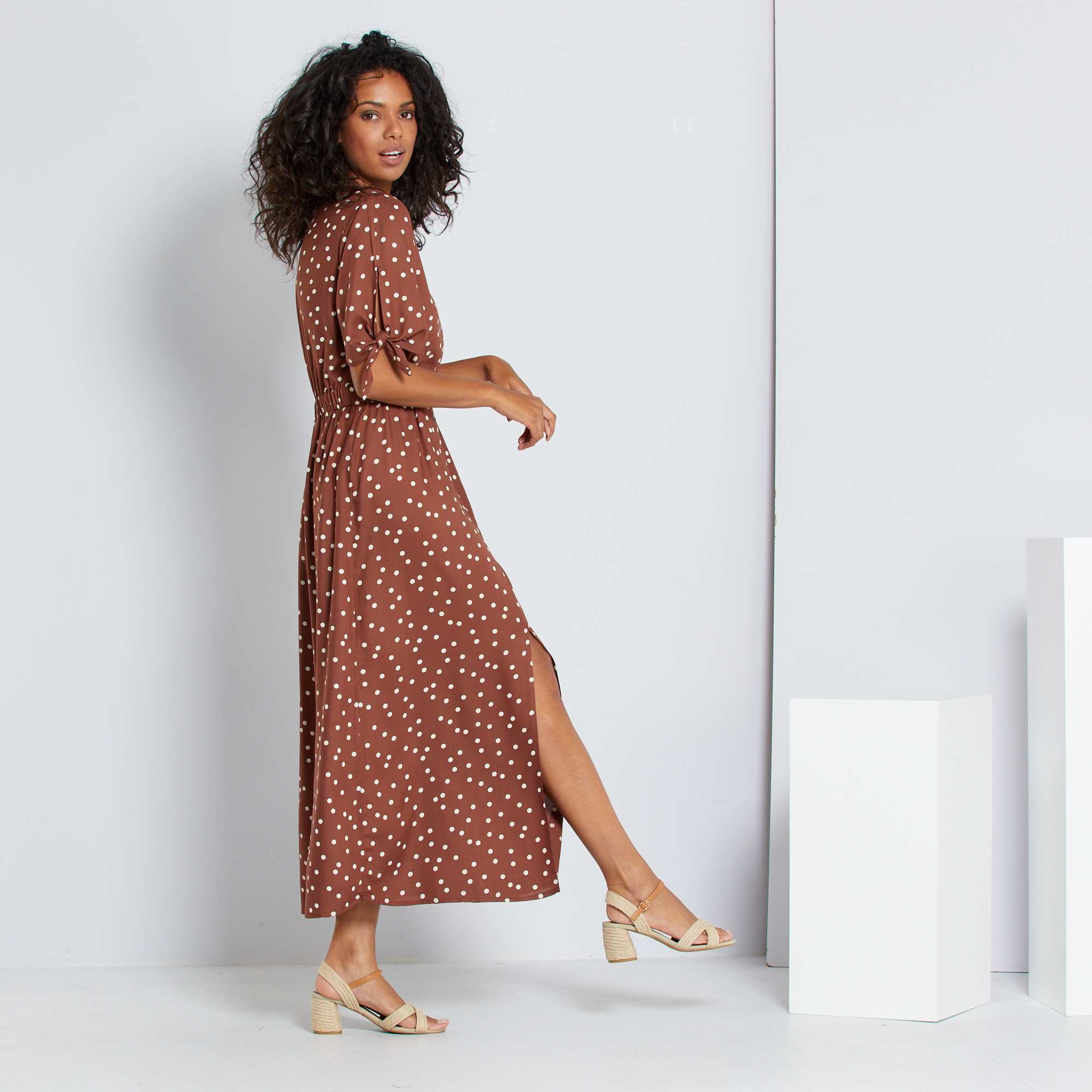 Robe longue fluide imprimée femme MARRON Kiabi 18,00€