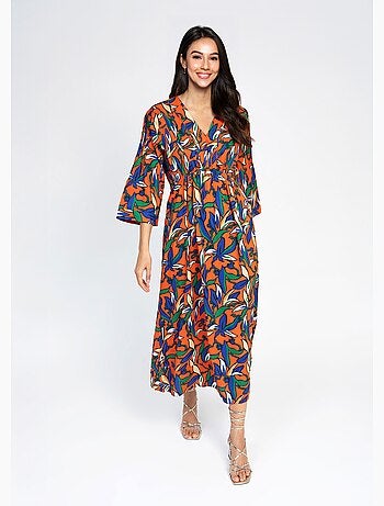 Robe longue fluide motif coloré - AFIBEL