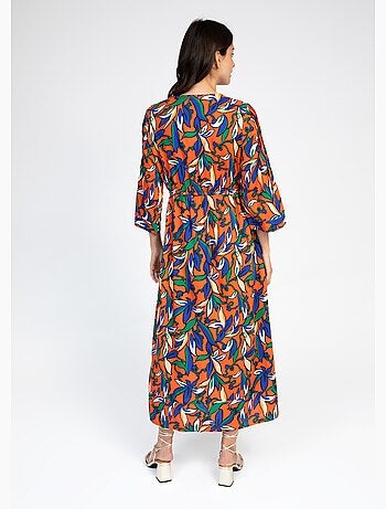 Robe longue fluide motif coloré - AFIBEL
