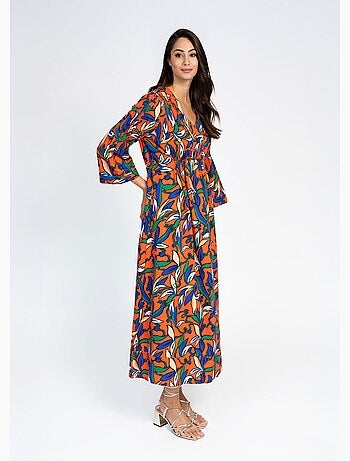 Robe longue fluide motif coloré - AFIBEL