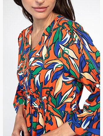 Robe longue fluide motif coloré - AFIBEL