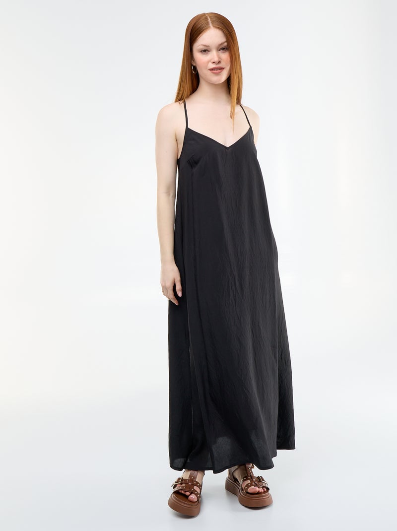 Robe longue fluide Noir - Kiabi