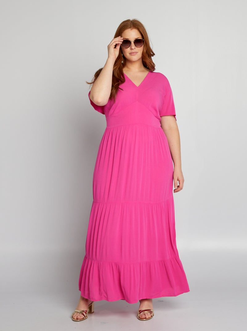 Robe longue fluide Rose - Kiabi
