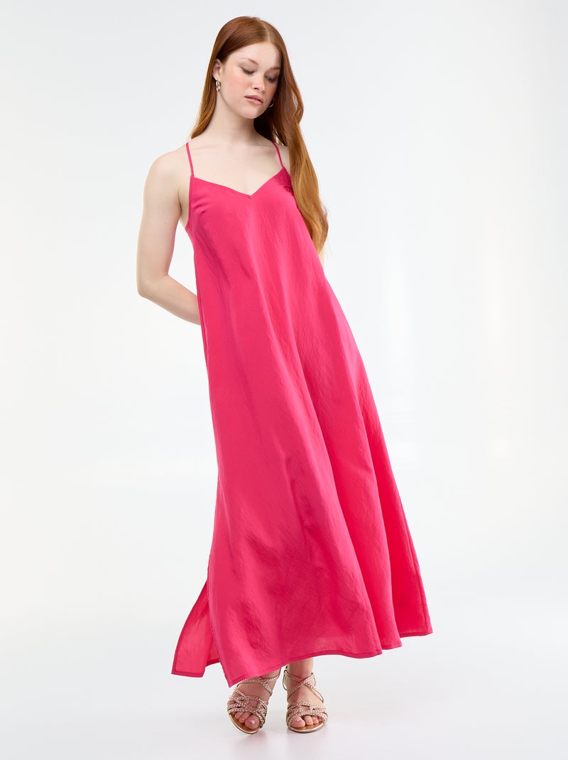 Robe longue fluide Rose - Kiabi