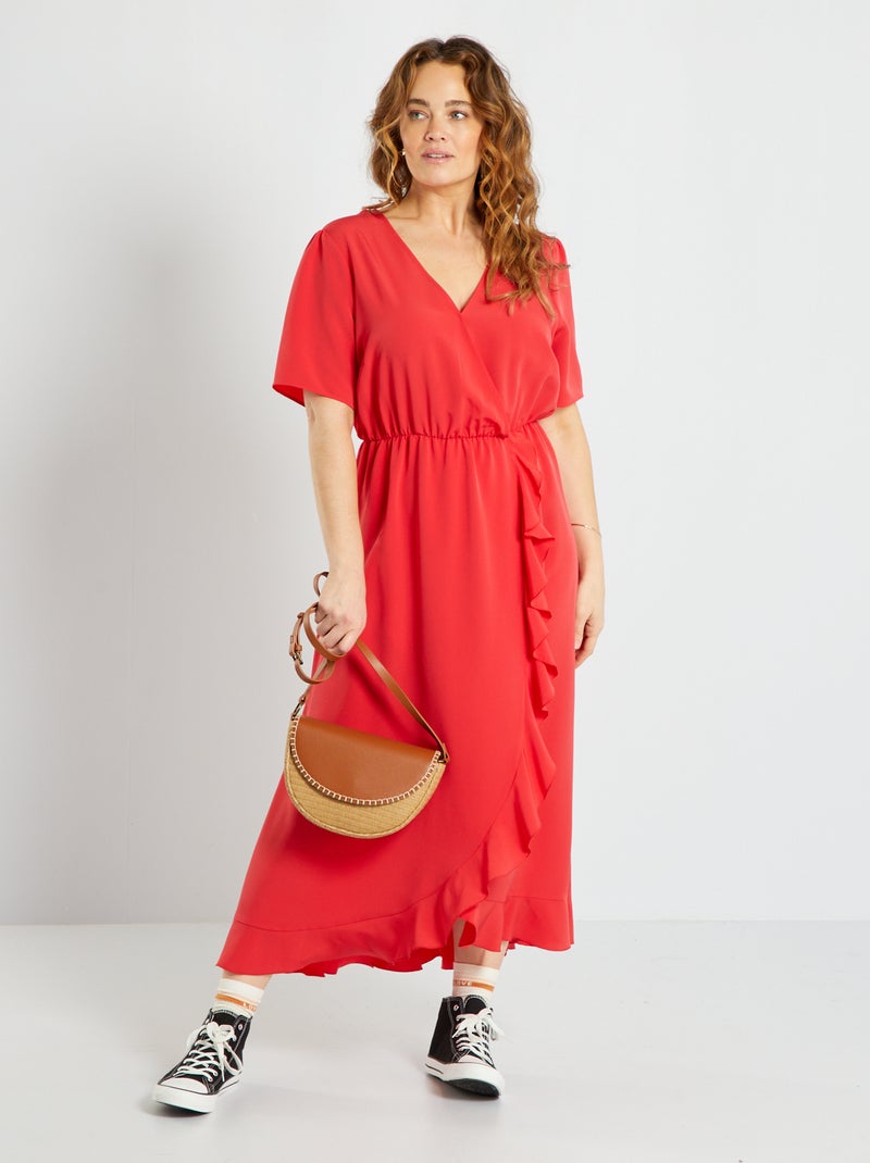 Robe longue fluide rouge - Kiabi