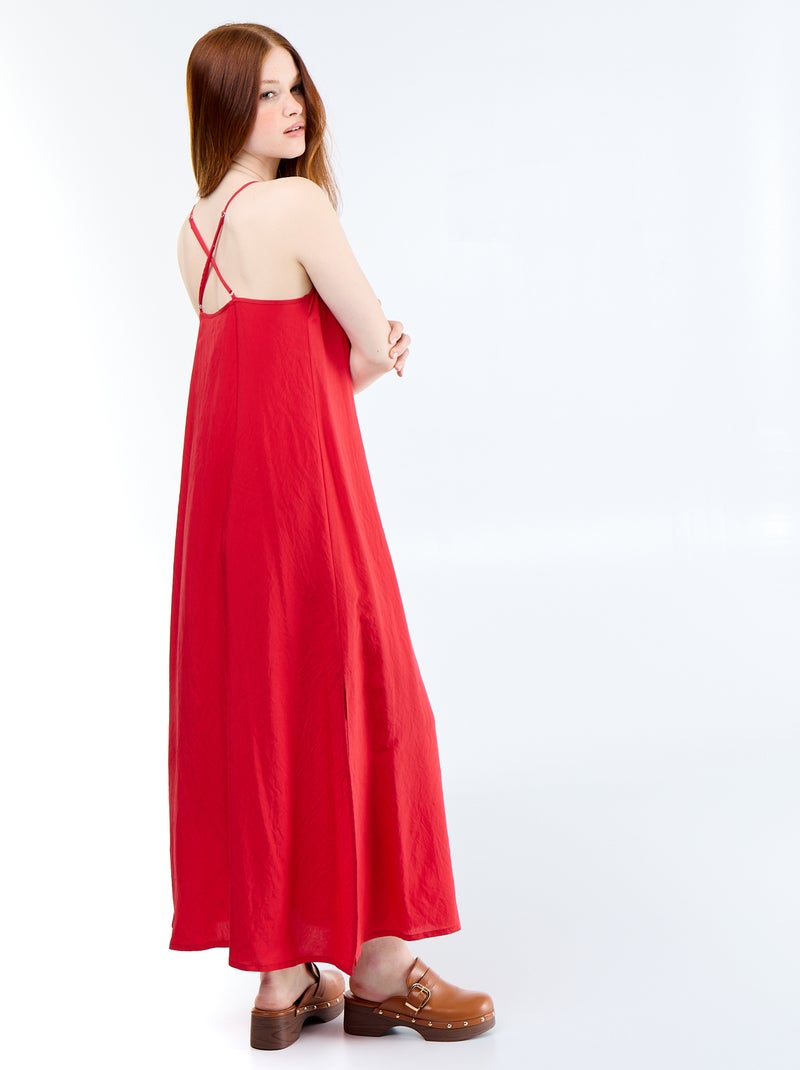 Robe longue fluide Rouge - Kiabi
