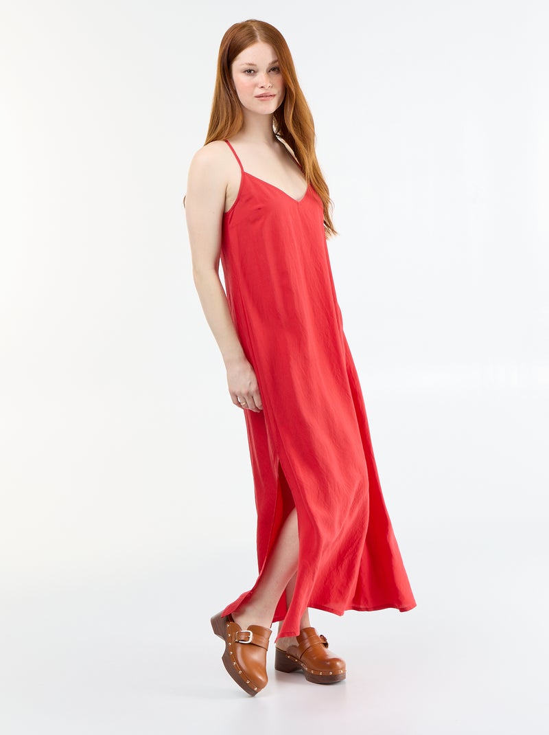 Robe longue fluide Rouge - Kiabi