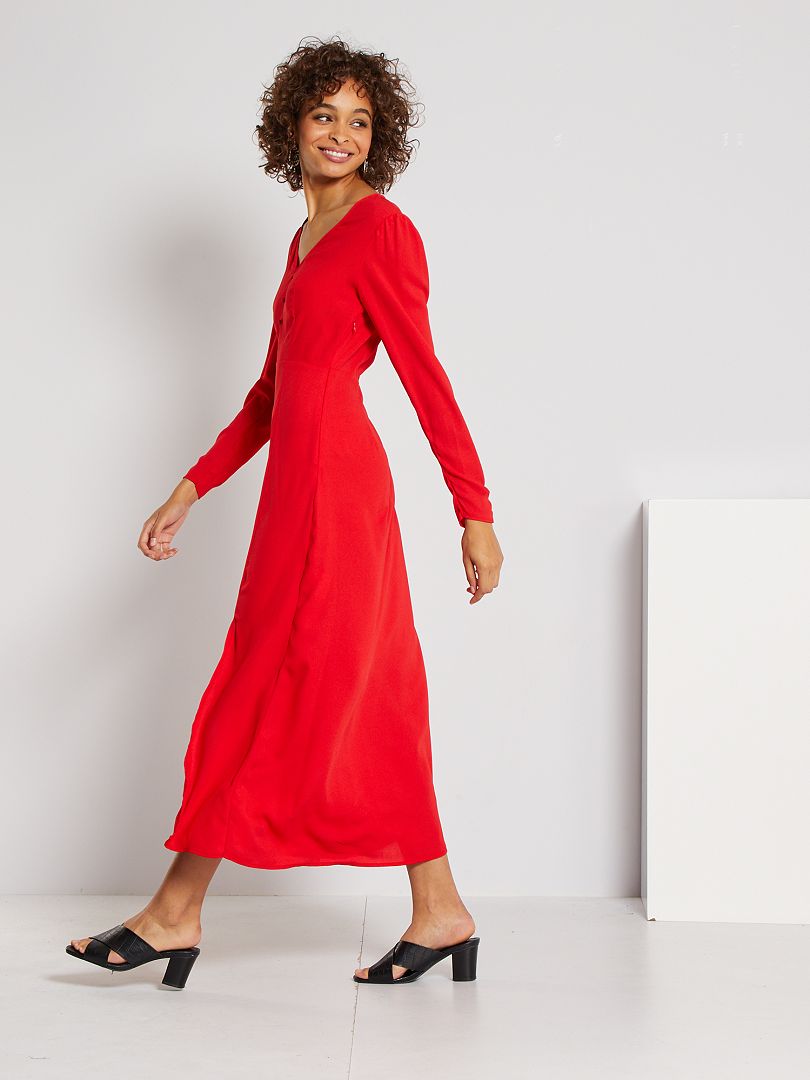Robe longue fluide - rouge - Kiabi - 25.00�?�