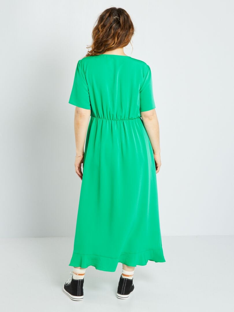 Robe longue fluide Vert - Kiabi