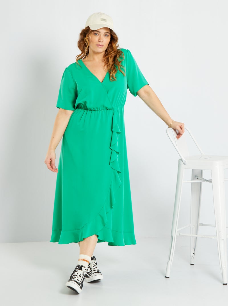 Robe longue fluide Vert - Kiabi