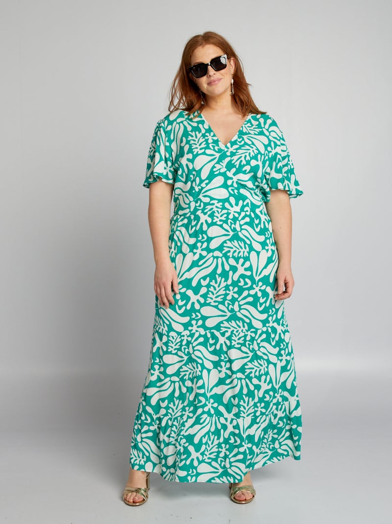 Robe longue fluide Vert - Kiabi