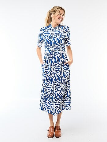 Robe longue forme chemise avec ceinture à nouer all-over