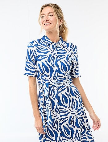 Robe longue forme chemise avec ceinture à nouer all-over