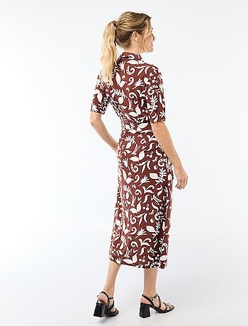 Robe longue forme chemise avec ceinture à nouer all-over