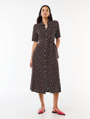 Robe longue forme chemise avec ceinture à nouer all-over