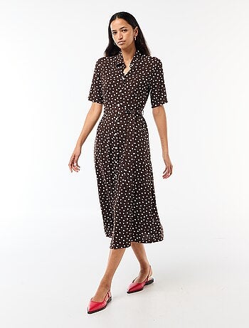 Robe longue forme chemise avec ceinture à nouer all-over