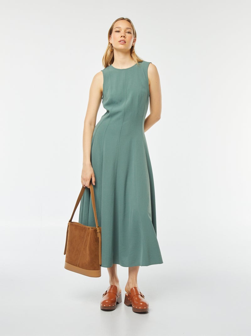 Robe longue forme patineuse sans manches BLEU - Kiabi