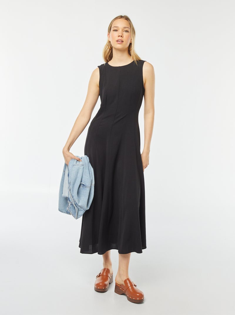Robe longue forme patineuse sans manches NOIR - Kiabi