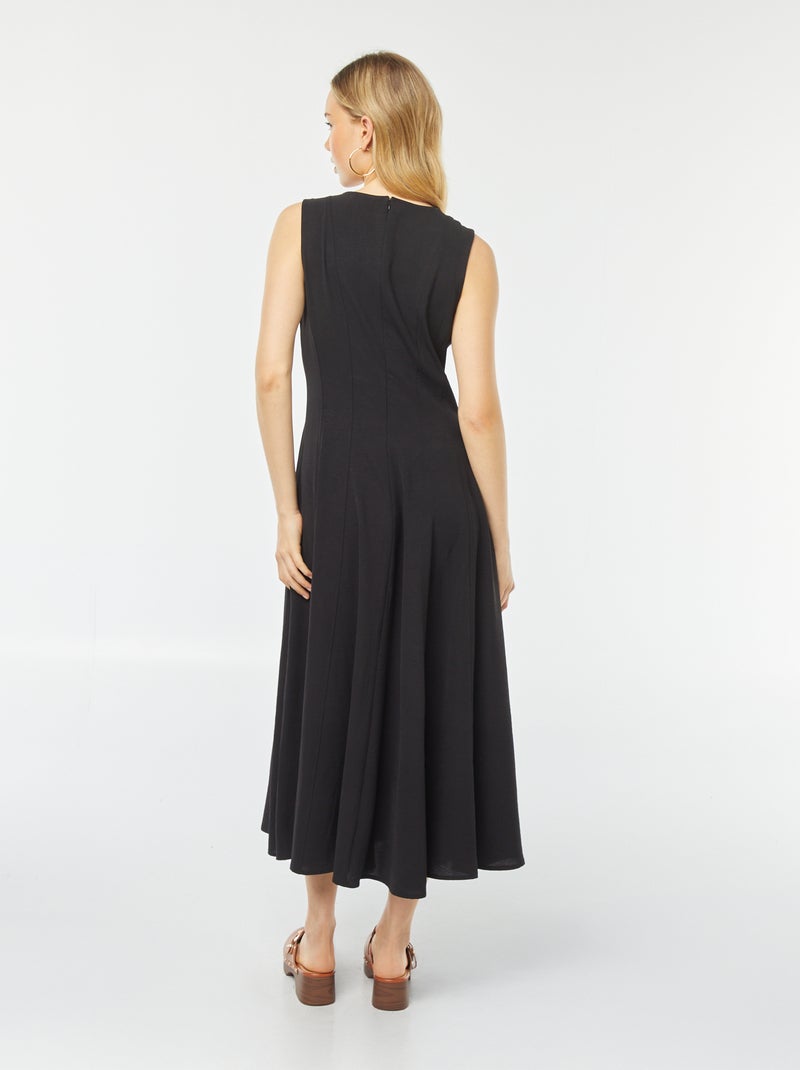 Robe longue forme patineuse sans manches NOIR - Kiabi