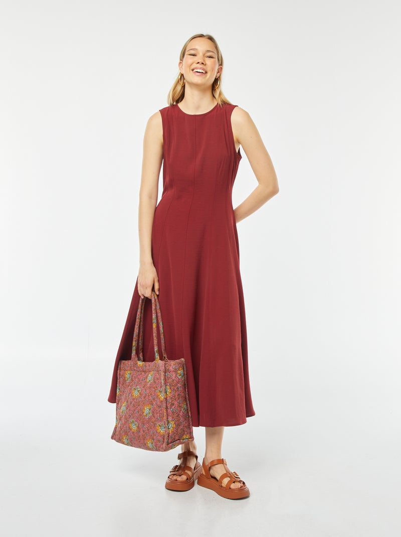 Robe longue forme patineuse sans manches ROUGE - Kiabi