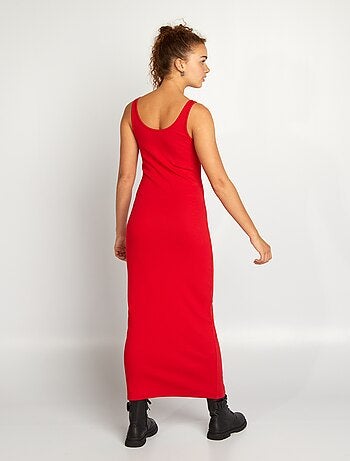 Robe Rouge Kiabi Taille 40 - Coton - Sans Manches Longueur Genou - Occasion Très Bon état