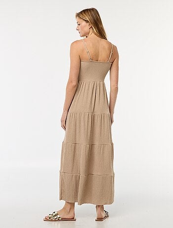 Robe longue gaufrée à étages