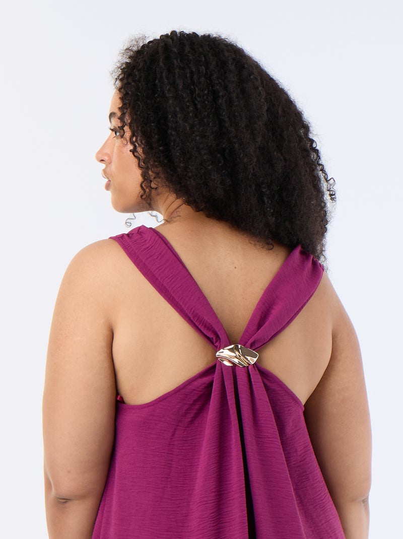 Robe longue gaufrée avec bijou doré Violet - Kiabi