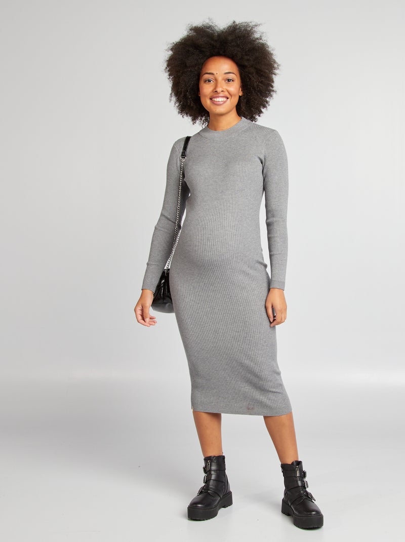 Robe longue grossesse Gris - Kiabi