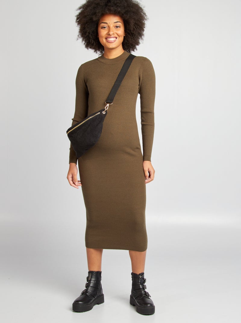 Robe longue grossesse Kaki - Kiabi