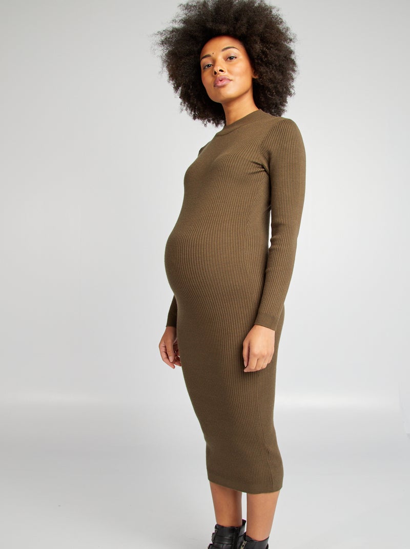 Robe longue grossesse Kaki - Kiabi
