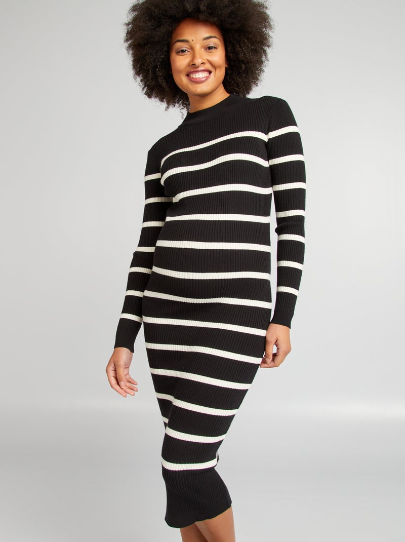 Robe longue grossesse Noir/blanc - Kiabi