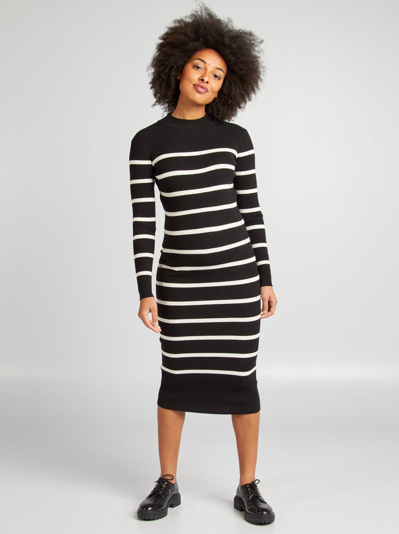 Robe longue grossesse Noir/blanc - Kiabi