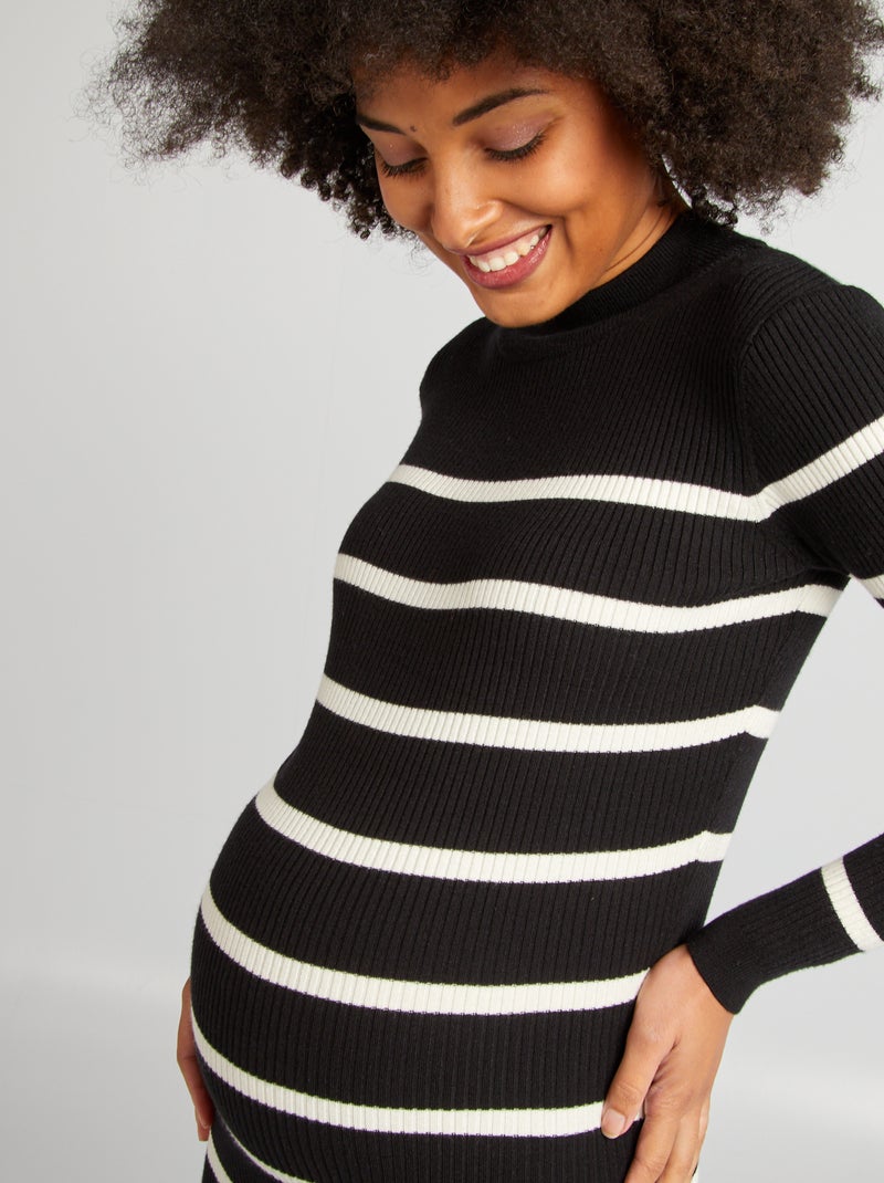 Robe longue grossesse Noir/blanc - Kiabi