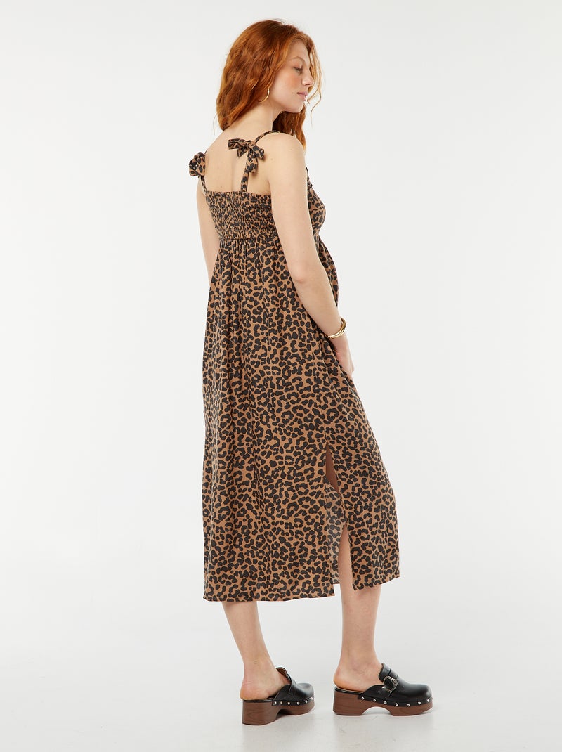 Robe longue grossesse sans manches Beige - Kiabi