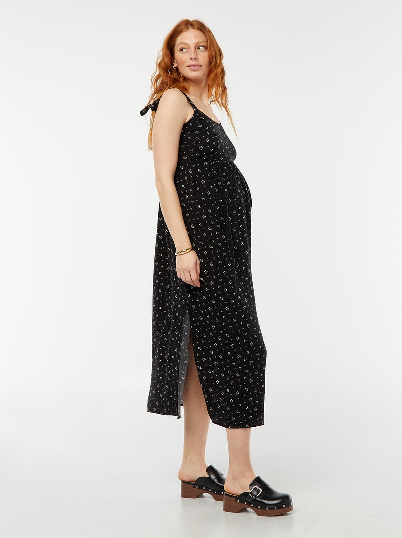 Robe longue grossesse sans manches Noir - Kiabi