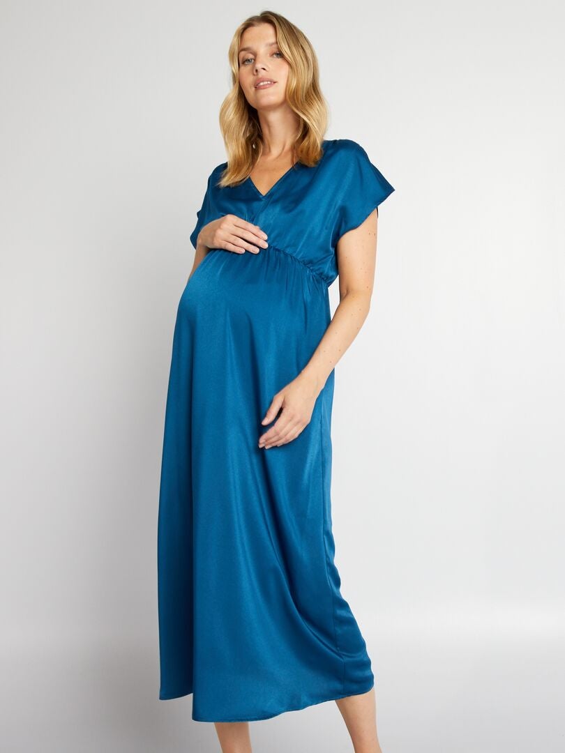 Robe longue grossesse satinée bleu Kiabi 25.00€