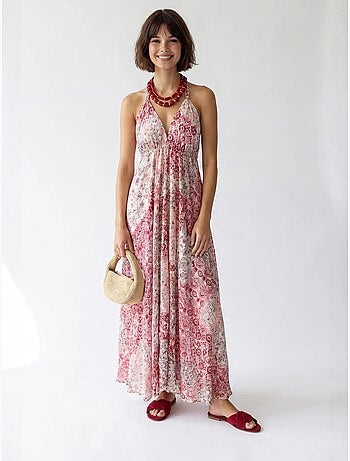 Robe longue halter à motif paisley mixray