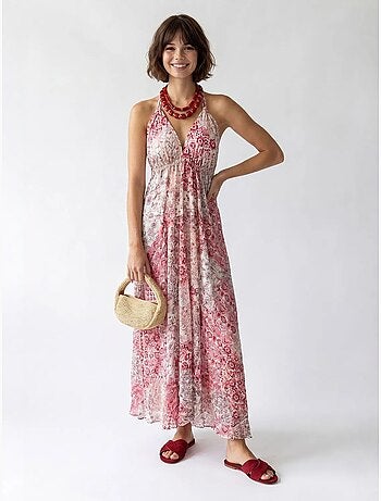 Robe longue halter à motif paisley mixray