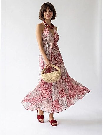 Robe longue halter à motif paisley mixray