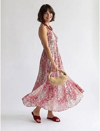 Robe longue halter à motif paisley mixray