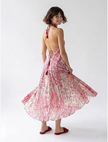 Robe longue halter à motif paisley mixray