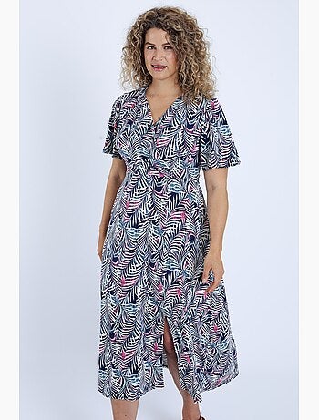 Robe longue imprimé feuillage PAPRIKA